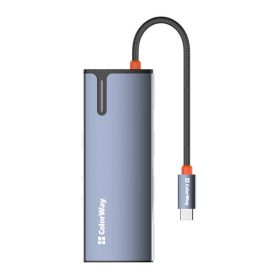   COLORWAY USB-elosztó (dokkolóállomás) CW-HUB02, USB-C 6-B-1 Type C PD 100W/USB3.0?3/HDMI 4?/RJ45