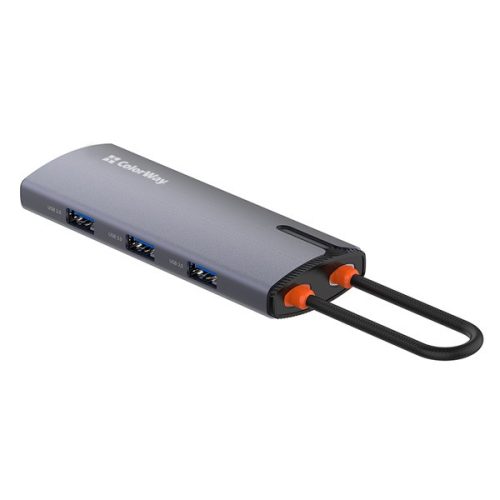 COLORWAY USB-elosztó (dokkolóállomás) CW-HUB03, USB-C 6-B-1 Type C PD 100W/USB3.0x3/USB2.0/RJ45