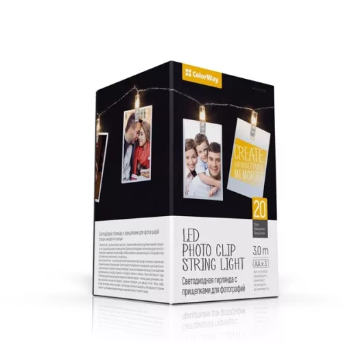 COLORWAY LED füzér fotócsipeszes fényképtartó fényfüzér 20 LED / 3M (CW-LCP-20L30B)