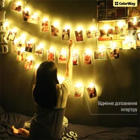   COLORWAY LED füzér fotócsipeszes fényképtartó fényfüzér 40 LED / 4,2M (CW-LCP-40L42B)