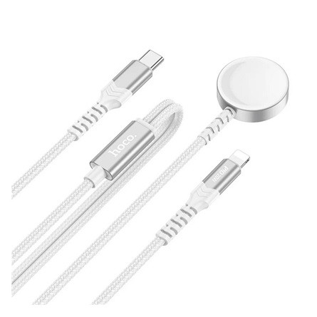 Hoco Apple Watch Series 10 42mm HOCO töltőkábel 2in1 Type-C - lightning/Apple Watch töltő, 120cm, FEHÉR