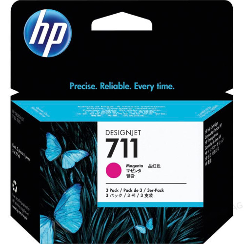 HP 711 3 darabos bíbor DesignJet tintapatronok, 29 ml/patron