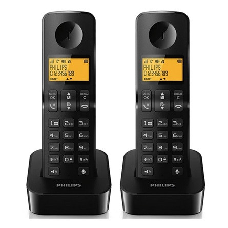 PHILIPS D260 DUO telefon készülék (vezeték nélküli, 2 kézibeszélő, kijelző, DECT) FEKETE