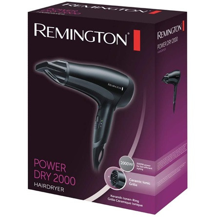 REMINGTON Power Dry D3010 hajszárító, 2000 W, kerámia+ion, 3 hőmérséklet, 2 sebesség, ECO, Cool Shot