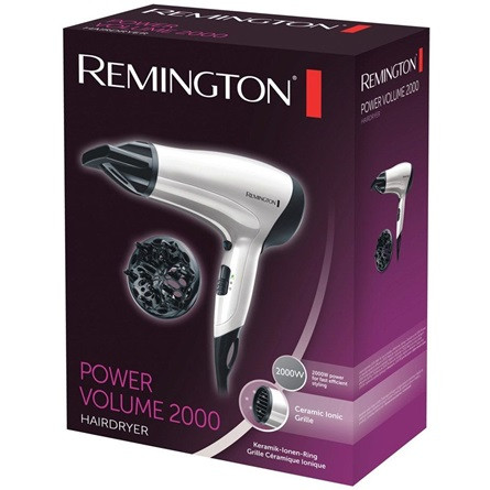 REMINGTON Power Volume D3015 hajszárító, 2000 W, kerámia+ion, 3 hőfok, 2 seb., Eco, Cool Shot, diffúzor