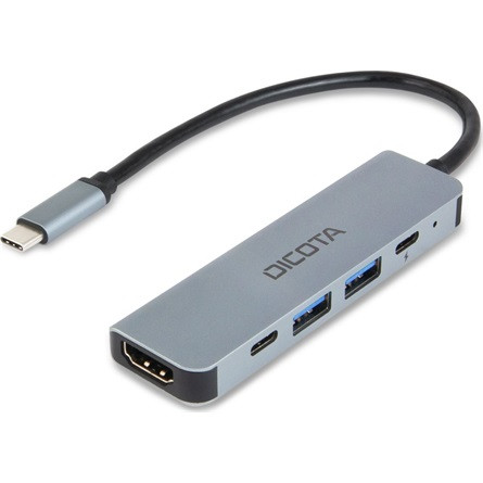 Dicota 5-in-1 Video Hub 4K PD 5-port 100W USB-C dokkoló ezüst