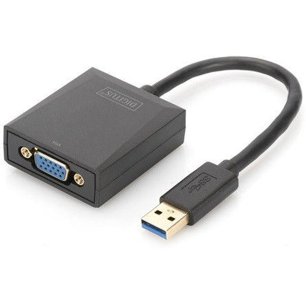 Digitus DA-70840 USB-A 3.0 -> VGA M/F adapter 0.15m fekete