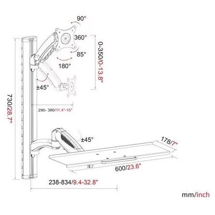 Digitus DA-90354 27" monitor tartó asztalra ezüst + billentyűzet tartó