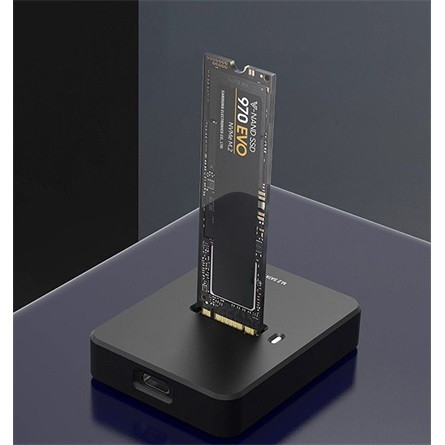 GEMBIRD Asztali USB Type-C M.2 SATA és NVME SSD meghajtó dokkoló állomás, fekete