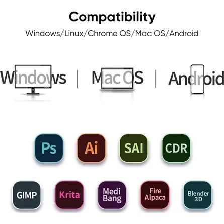 XP-PEN Grafikus tábla - Deco 01V3 (10"x6,25", 5080 LPI, PS 16k, 200 RPS, 8 gomb, USB)