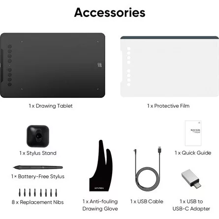 XP-PEN Grafikus tábla - Deco 01V3 (10"x6,25", 5080 LPI, PS 16k, 200 RPS, 8 gomb, USB)