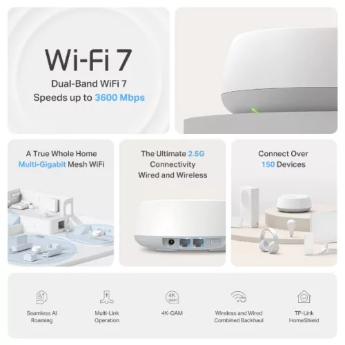 TP-LINK Deco BE25(2-pack) BE3600 egész otthont lefedő Mesh Wi-Fi 7 rendszer