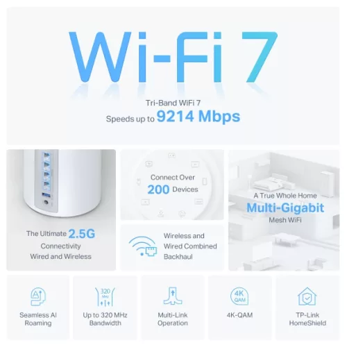 TP-LINK Deco BE65(2-pack) BE9300 egész otthont lefedő Mesh Wi-Fi 7 rendszer