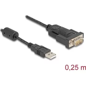   Delock USB-A 2.0 -> Serial RS-232 DB9 M/M adapter 0.25m fekete ferrit maggal