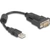 Delock USB-A 2.0 -> Serial RS-232 DB9 M/M adapter 0.25m fekete ferrit maggal