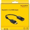 Delock Displayport 1.2 -> HDMI M/F adapter 0.2m 4K passzív fekete