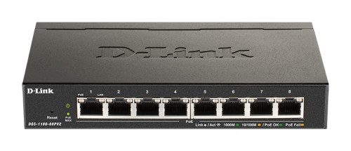 D-link 8-Port PoE Gigabit Smart Managed Switch - 8-Port 1000BaseTX Auto-Negotiat