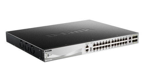 D-link 24 x 10/100/1000BASE-T PoE ports (370W budget) Layer 3 Stackable Managed