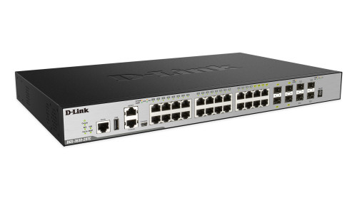 D-link 20-port GE PoE 370W Layer 3 Stackable Managed Gigabit Switch including 4-