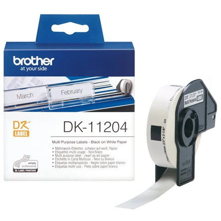 Brother DK11204 400db 17mm x 54mm öntapadós etikett címke tekercs címketekercs fekete-fehér