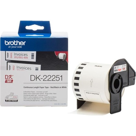 Brother DK-22251 Black/Red on White 62mm x 15,24mm címketekercs fekete-fehér