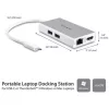 StarTech multiport USB-C / Thunderbolt -> HDMI 1.4 Ethernet 1Gb/s 2db USB-A 3.0 M/F adapter 0.15m ezüst PD 60W