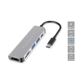   Conceptronic Notebook Dokkoló - DONN02G (Bemenet: USB-C, Kimenet: HDMI+USB-C PD:60W+USB-A+SD/TF, szürke)