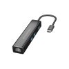 Conceptronic USB Hub - DONN07B (USB-C to 3xUSB-A 3.0+RJ-45, fekete)