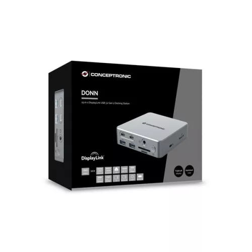 Conceptronic Notebook Dokkoló - DONN25G (USB-C to HDMI/DP/USB-C PD/USB-A/SD/TF/RJ45/Audio)