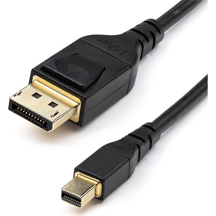 StarTech Mini DisplayPort 1.4 -> DisplayPort 1.4 M/M video kábel 2m fekete 34 AWG