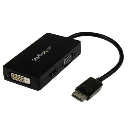 StarTech Displayport -> VGA DVI-D HDMI M/F adapter 0.2m fekete
