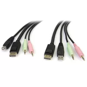   StarTech Displayport USB Jack stereo 3,5mm M/M KVM switch adatkábel 1.8m fekete