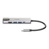 D-Link DUB-M520 5-in-1 5-portos USB-C USB3.0 HDMI RJ45 hub ezüst (HDMI: 4K@30Hz, USB-C out: PD/DisplayPort)