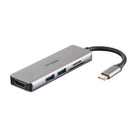   D-Link DUB-M530 5-in-1 5-portos USB-C USB3.0 HDMI hub ezüst (HDMI: 4K@30Hz, SD, microSD)