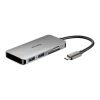 D-Link DUB-M610 6-in-1 6-portos USB-C USB3.0 HDMI hub ezüst (HDMI: 4K@30Hz, USB-C out: 100W, SD, microSD)