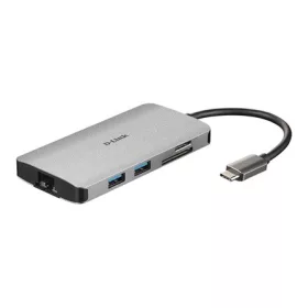   D-Link DUB-M810 8-in-1 USB-C USB3.0 HDMI RJ45 hub ezüst (HDMI: 4K@30Hz, USB-C out: 100W, SD, microSD)