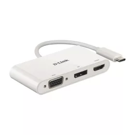   D-Link 3-in-1 USB-C / Thunderbolt -> 1db HDMI 1.4 1db DisplayPort 1.2 1db VGA M/F aktív adapter 0.15m fehér