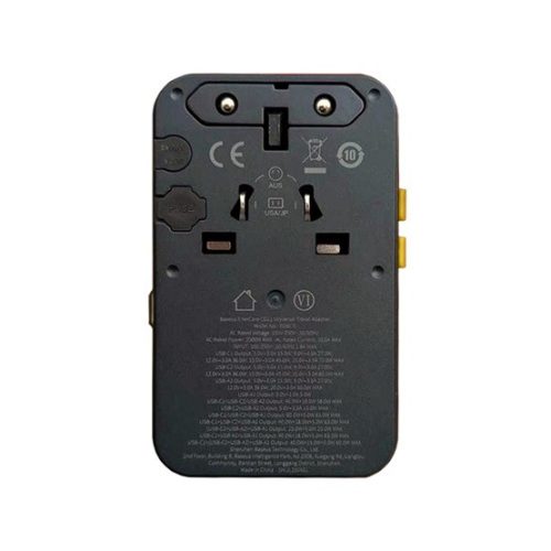 Baseus EnerCore CG11 töltőállomás, 70W, 1×AC + 2×USB Type-A + 1×USB Type-C + 1×USB Type-C automata behúzós kábel, fekete