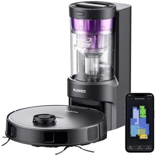 Eureka Color: Black; Simultaneous dry and wet cleaning, Multi Cyclone Station (Bagless - No need for bags replacement), Navigation: Lidar+PSD,Suction power: 4000Pa, 5200mAh battery - up to 180...