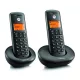MOTOROLA E202 telefon készülék (vezeték nélküli, 2 kézibeszélő, kijelző, DECT) FEKETE
