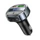 HOCO E70 bluetooth FM transmitter autós töltő USB+Type-C aljzat (30W, PD gyorstöltő 3.0, microSD, LED kijelző) FEKETE