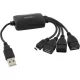 Esperanza USB-A 2.0 -> 3db USB-A 2.0 1db USB-B 2.0 micro M/F adapter fekete