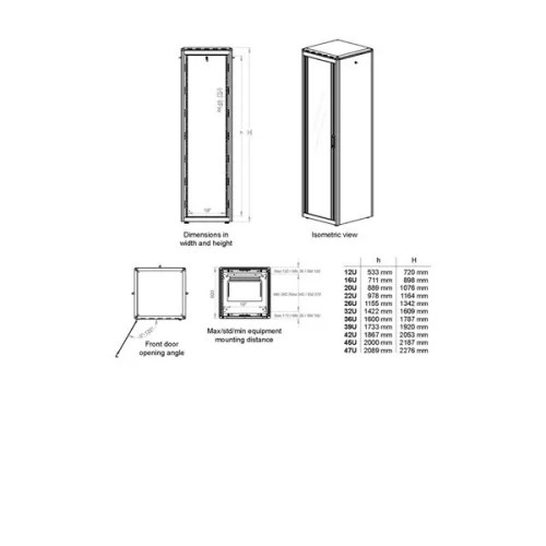 Equip Rackszekrény - EDF-36-6060-G-BIAA (19", 36U, 600x600mm, előre szerelt, szürke)