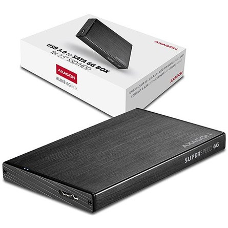 Axagon EE25-XA6 2.5" SATA3 USB3.0 külső ház fekete aluminium