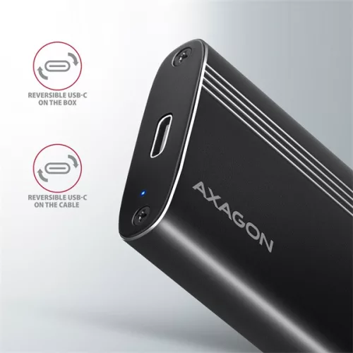 AXAGON EEM2-GTO Thin Oval SuperSpeed+ USB-C - NVMe M. 2 külső ház, fekete