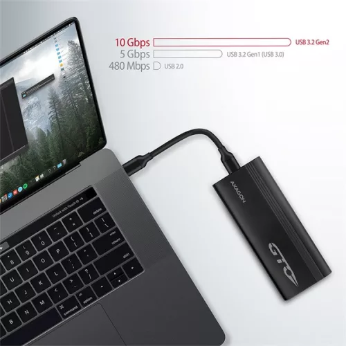 AXAGON EEM2-GTO Thin Oval SuperSpeed+ USB-C - NVMe M. 2 külső ház, fekete