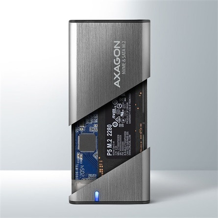 Axagon EEM2-SG2 M.2 2280 PCIe NVMe / SATA3 USB3.2 Gen 2×1 C külső ház ezüst