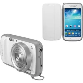   Samsung S4 Zoom SAMSUNG tok álló, műanyag keret FLIP, objektívhez porvédő, FEHÉR