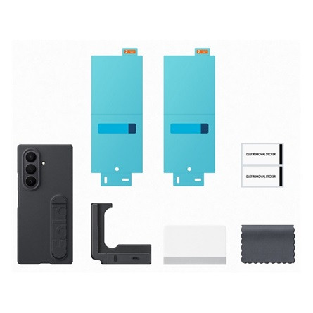 Samsung Z Fold7 SAMSUNG szilikon telefonvédő matt, kitámasztó + képernyővédő fólia, FEKETE