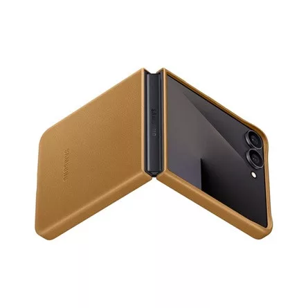 Samsung Z Flip7 SAMSUNG műanyag telefonvédő ECO vegán bőr hátlap BARNA